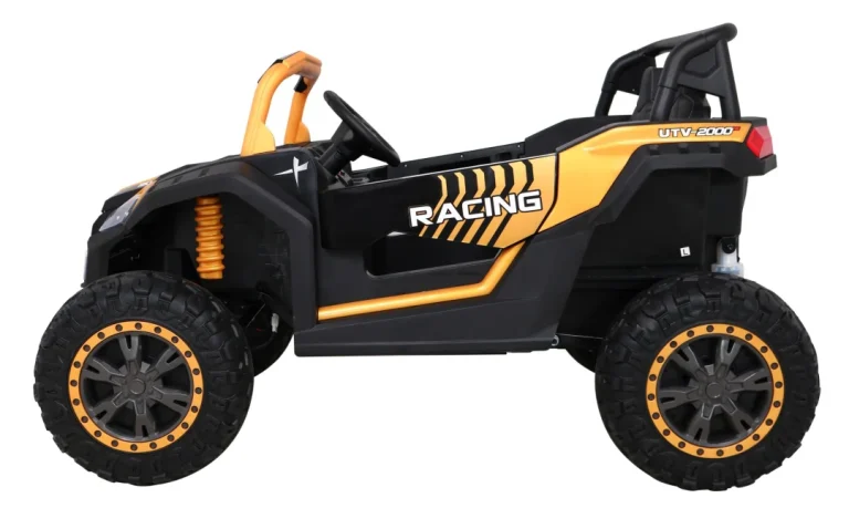 Atv Trkaća Kolica Za 2 Djece Zlatna + 4x4 Pogon + Daljinski Upravljač + Spori Start + Mp3 Led 4