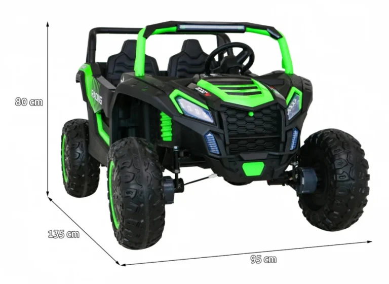 Atv Trkaći Buggy Za 2 Djece Zeleni + 4x4 Pogon + Daljinski Upravljač + Spori Start + Mp3 Led, Zelena 2