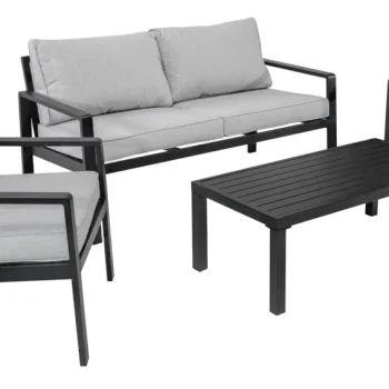 Aluminijski Vrtni Set Kauč + 2 Fotelje + Stolić 4