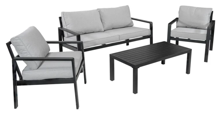 Aluminijski Vrtni Set Kauč + 2 Fotelje + Stolić 4