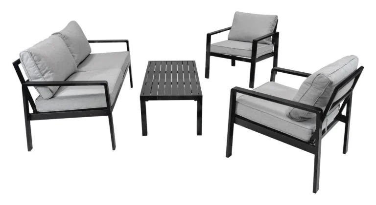Aluminijski Vrtni Set Kauč + 2 Fotelje + Stolić 6