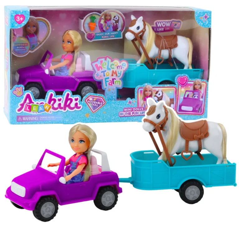 Ankiki Set: Auto S Prikolicom, Lutka I Konj 1