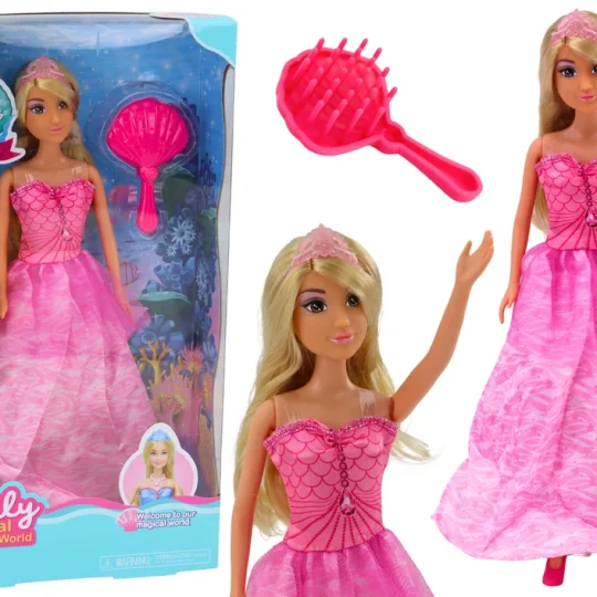 Anlily Sirena Princeza Lutka Ružičasta Haljina Četka 1