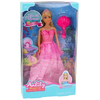 Anlily Sirena Princeza Lutka Ružičasta Haljina Četka 3