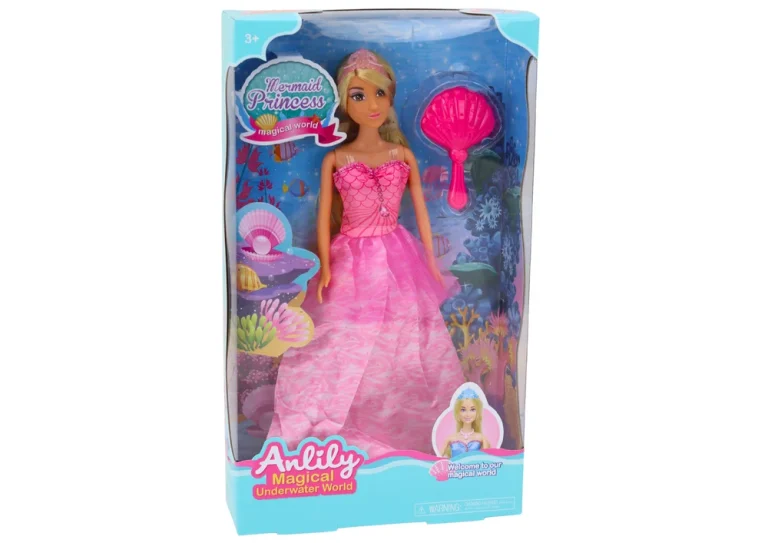 Anlily Sirena Princeza Lutka Ružičasta Haljina Četka 3