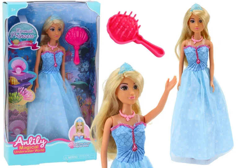 Anlily Sirena Princeza Plava Haljina Lutka Četka 1
