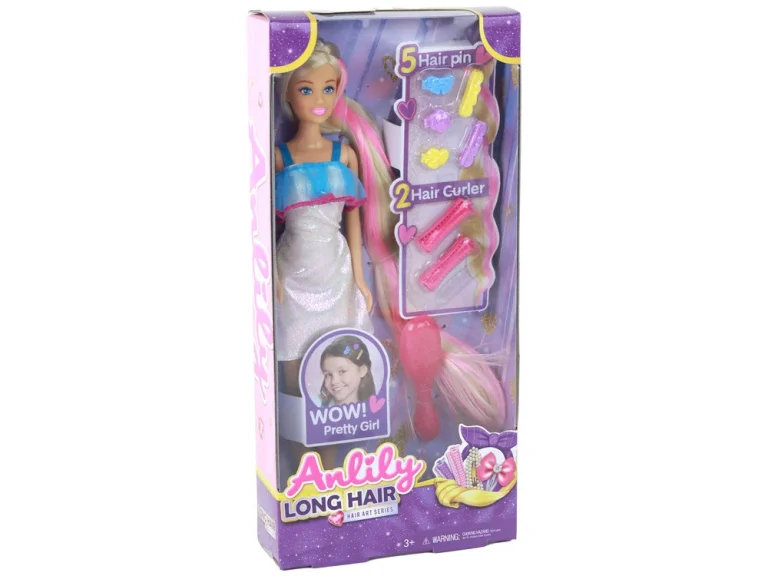 Anlily Lutka Duga Plava Kosa Set Za Frizure 5