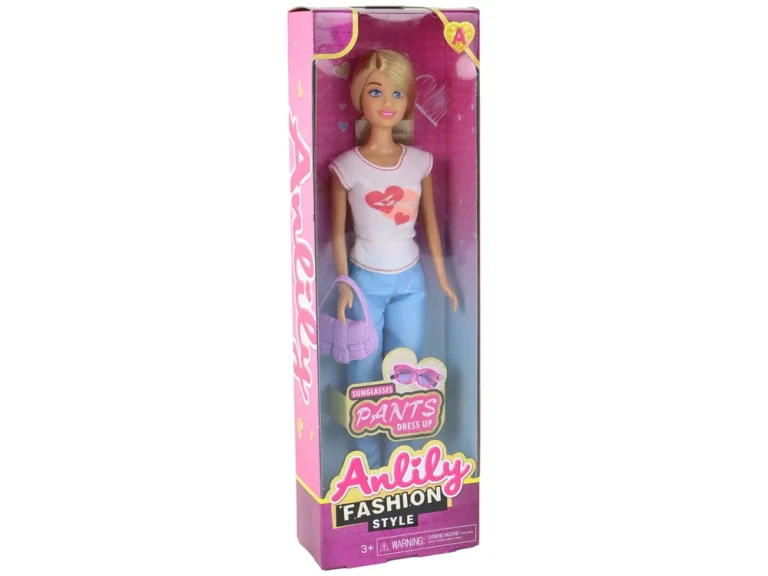 Anlily Lutka Duga Plava Kosa Torbica Naočale Bijela Bluza 4