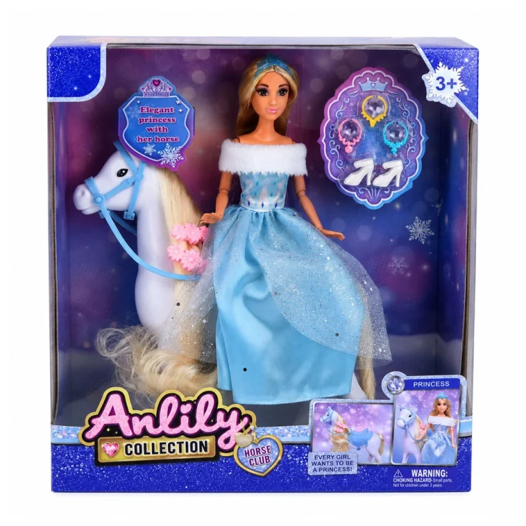 Anlily Lutka Na Bijelom Konju Princeza U Plavoj Haljini Pribor 6