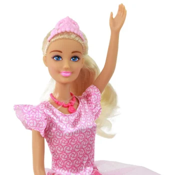 Anlily Lutka Princeza Duga Plava Kosa Tijara Ružičasta Haljina 3