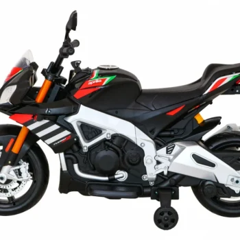 Aprilia Tuono V4 Dječji Motocikl Na Baterije Crni + Mp3 Ploča + Pomoćni Kotači + Spori Start, Crna Motor Na Akumulator 4