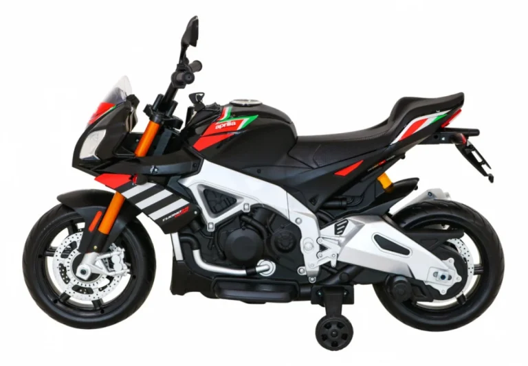 Aprilia Tuono V4 Dječji Motocikl Na Baterije Crni + Mp3 Ploča + Pomoćni Kotači + Spori Start, Crna Motor Na Akumulator 4
