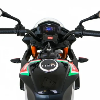 Aprilia Tuono V4 Dječji Motocikl Na Baterije Crni + Mp3 Ploča + Pomoćni Kotači + Spori Start, Crna Motor Na Akumulator 8