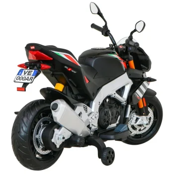 Aprilia Tuono V4 Dječji Motocikl Na Baterije Crni + Mp3 Ploča + Pomoćni Kotači + Spori Start, Crna Motor Na Akumulator 9
