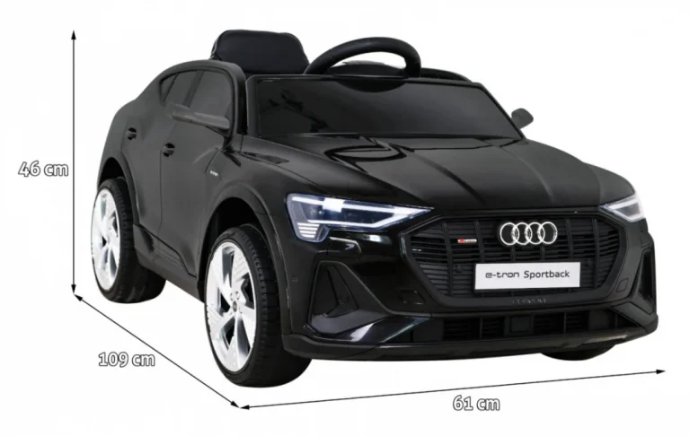 Audi E Tron Sportback Za Djecu Crni + Daljinski Upravljač + 4x4 Pogon + Spori Start + Mp3, Crna 2