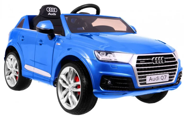 Audi Q7 Quattro S Line Na Baterije, Plava Boja + Daljinski Upravljač + Spori Start + Eva + Mp3 Radio 3