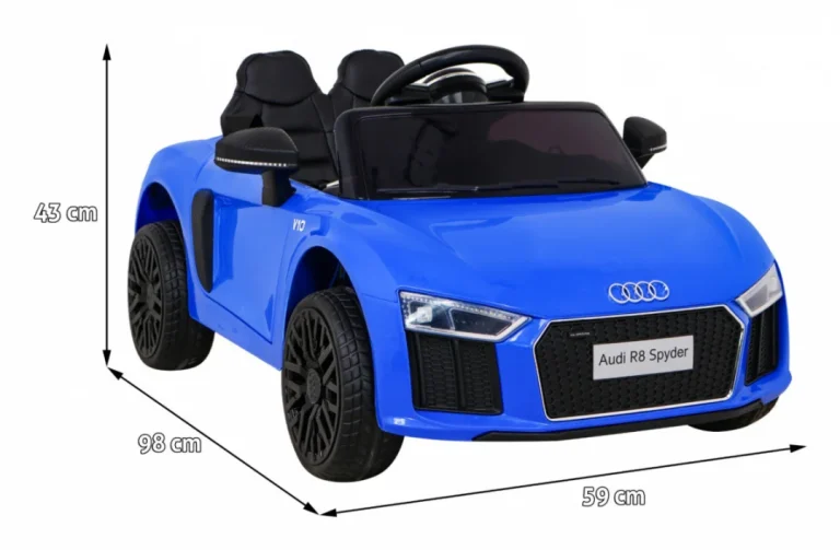 Audi R8 Dječja Autosjedalica Na Baterije Plava + Daljinski Upravljač + Eva + Spori Start + Mp3 Led 2