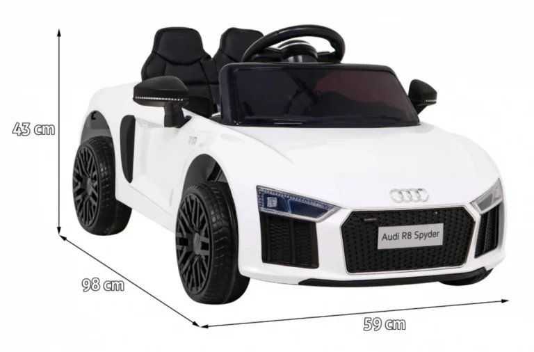 Audi R8 Dječji Autosjedalica Na Baterije Bijela + Daljinski Upravljač + Eva + Spori Start + Mp3 Led 2