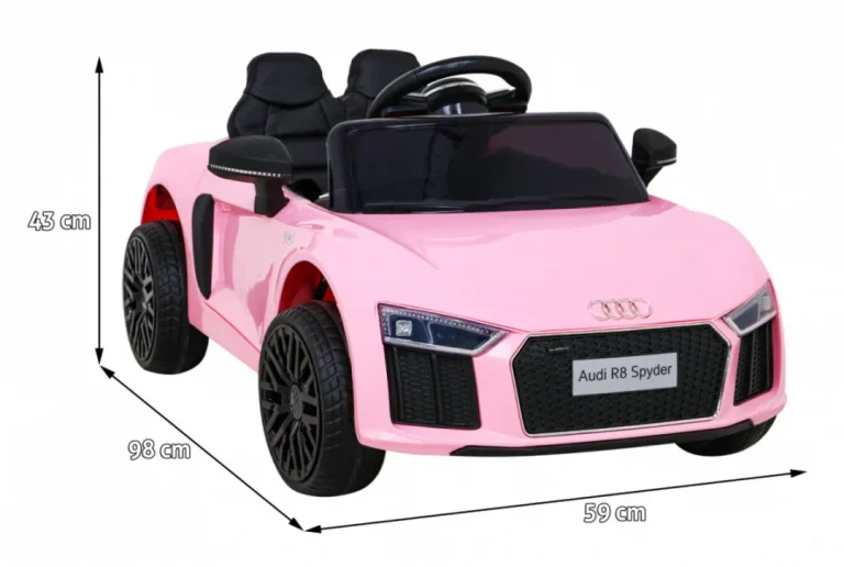 Audi R8 Dječja Autosjedalica Na Baterije Roza + Daljinski Upravljač + Eva + Spori Start + Mp3 Led 2