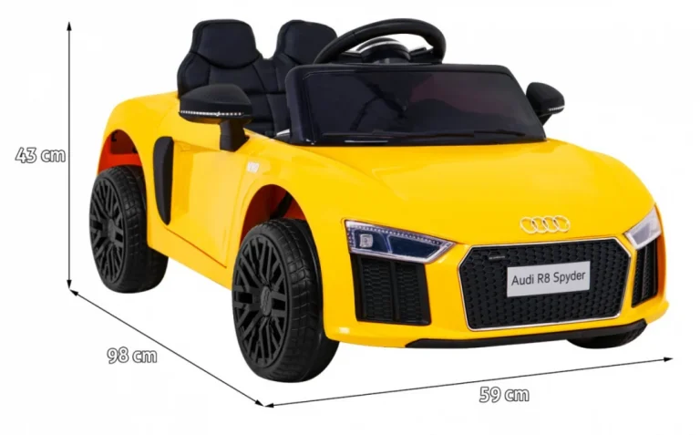 Audi R8 Dječja Kolica Na Baterije žuta + Daljinski Upravljač 2