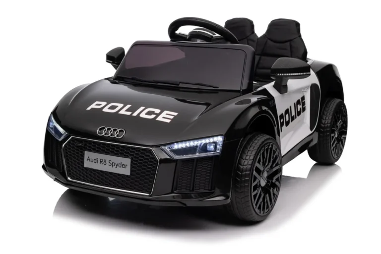 Audi R8 Policijski Automobil Na Akumulator Za Djecu + Daljinski Upravljač + Eva + Spori Start, Crna 1