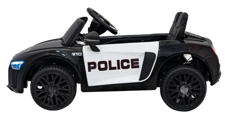 Audi R8 Policijski Automobil Na Akumulator Za Djecu + Daljinski Upravljač + Eva + Spori Start, Crna 10