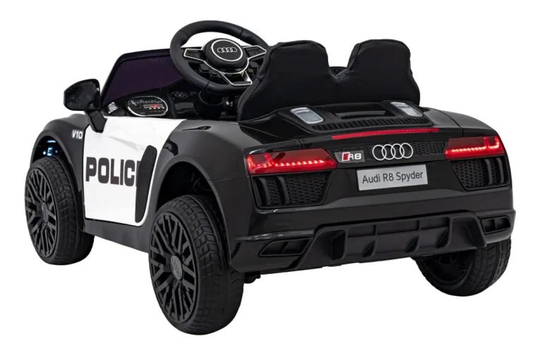 Audi R8 Policijski Automobil Na Akumulator Za Djecu + Daljinski Upravljač + Eva + Spori Start, Crna 12