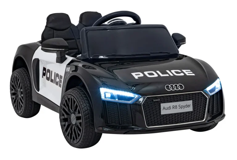 Audi R8 Policijski Automobil Na Akumulator Za Djecu + Daljinski Upravljač + Eva + Spori Start, Crna 18
