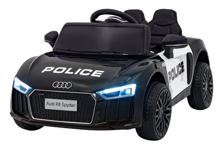 Audi R8 Policijski Automobil Na Akumulator Za Djecu + Daljinski Upravljač + Eva + Spori Start, Crna 2