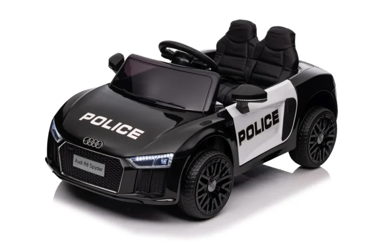 Audi R8 Policijski Automobil Na Akumulator Za Djecu + Daljinski Upravljač + Eva + Spori Start, Crna 3