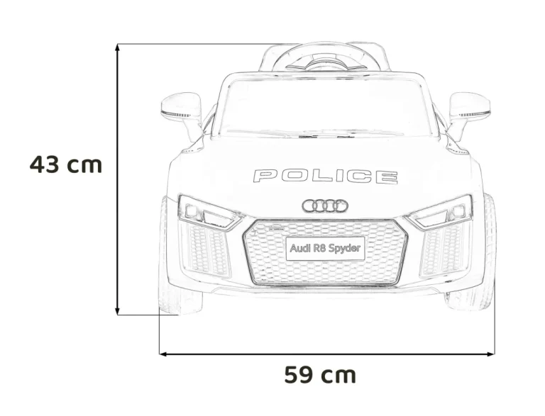 Audi R8 Policijski Automobil Na Akumulator Za Djecu + Daljinski Upravljač + Eva + Spori Start, Crna 4