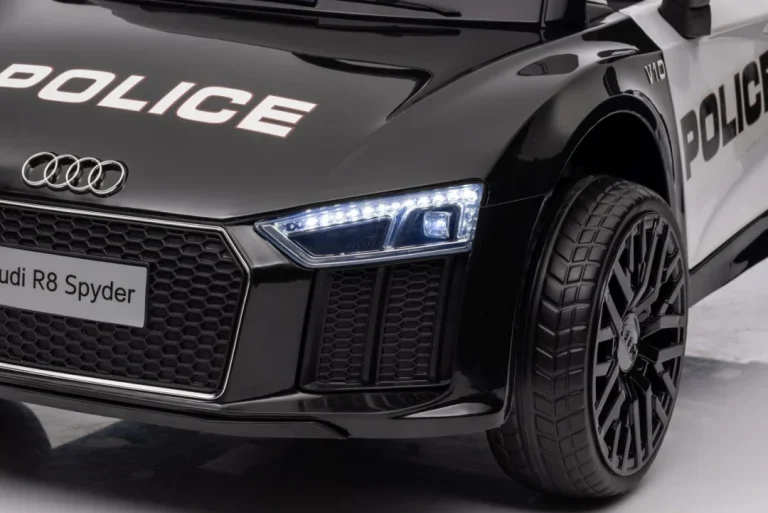 Audi R8 Policijski Automobil Na Akumulator Za Djecu + Daljinski Upravljač + Eva + Spori Start, Crna 48