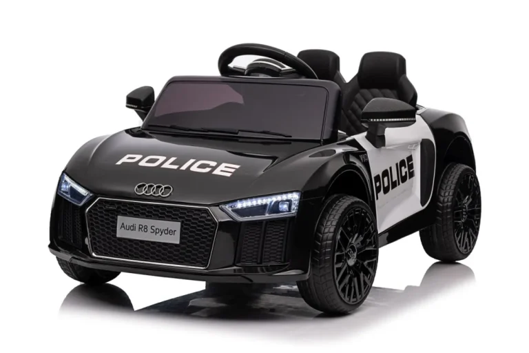 Audi R8 Policijski Automobil Na Akumulator Za Djecu + Daljinski Upravljač + Eva + Spori Start, Crna 53