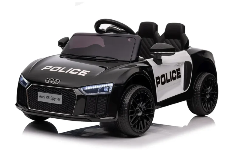 Audi R8 Policijski Automobil Na Akumulator Za Djecu + Daljinski Upravljač + Eva + Spori Start, Crna 54