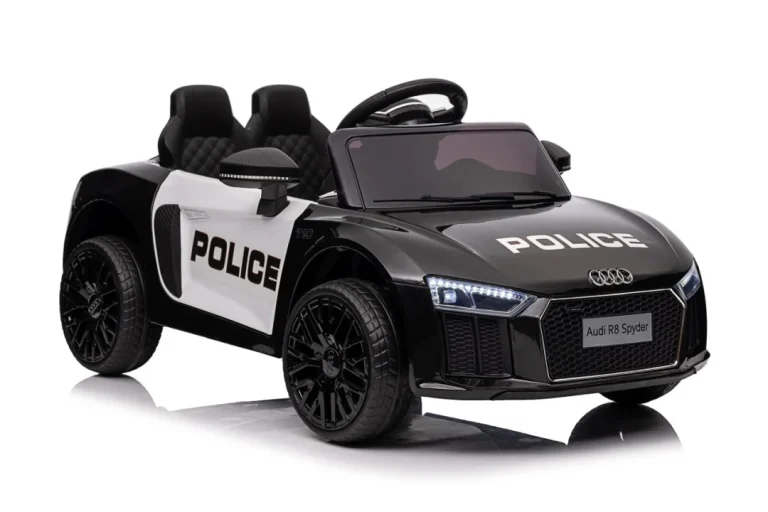Audi R8 Policijski Automobil Na Akumulator Za Djecu + Daljinski Upravljač + Eva + Spori Start, Crna 56