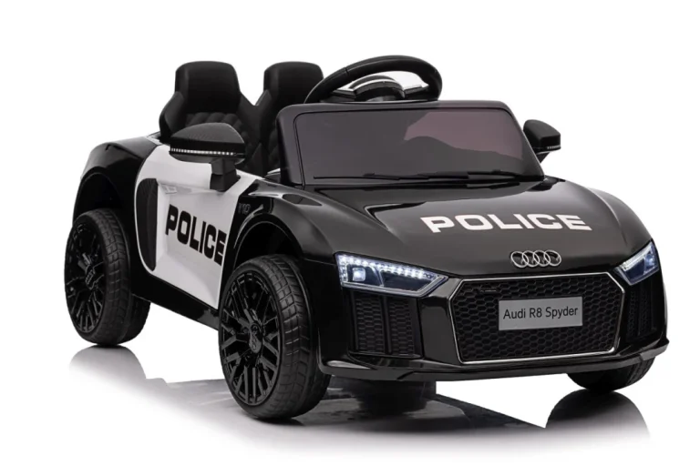 Audi R8 Policijski Automobil Na Akumulator Za Djecu + Daljinski Upravljač + Eva + Spori Start, Crna 57