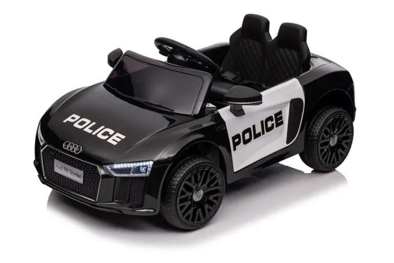 Audi R8 Policijski Automobil Na Akumulator Za Djecu + Daljinski Upravljač + Eva + Spori Start, Crna 58