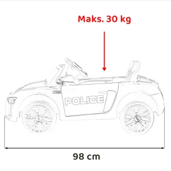 Audi R8 Policijski Automobil Na Akumulator Za Djecu + Daljinski Upravljač + Eva + Spori Start, Crna 6