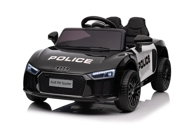 Audi R8 Policijski Automobil Na Akumulator Za Djecu + Daljinski Upravljač + Eva + Spori Start, Crna 62