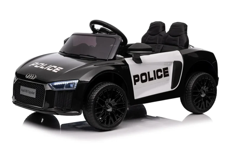 Audi R8 Policijski Automobil Na Akumulator Za Djecu + Daljinski Upravljač + Eva + Spori Start, Crna 64