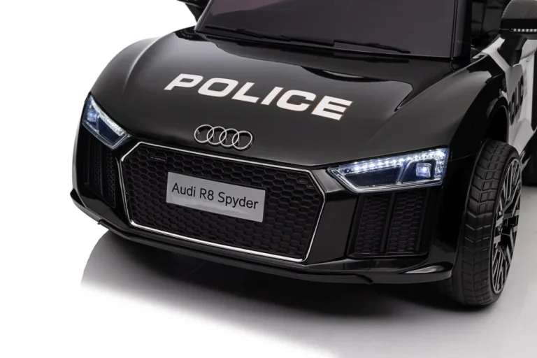 Audi R8 Policijski Automobil Na Akumulator Za Djecu + Daljinski Upravljač + Eva + Spori Start, Crna 7