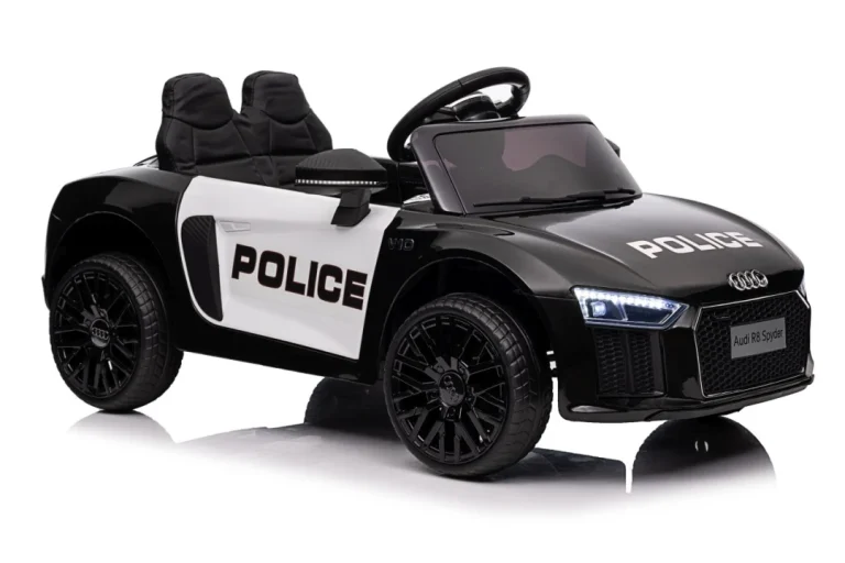 Audi R8 Policijski Automobil Na Akumulator Za Djecu + Daljinski Upravljač + Eva + Spori Start, Crna 71