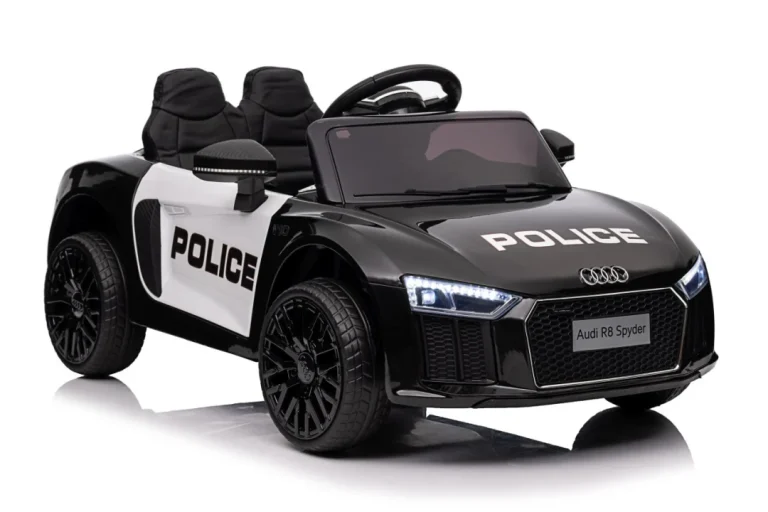 Audi R8 Policijski Automobil Na Akumulator Za Djecu + Daljinski Upravljač + Eva + Spori Start, Crna 72