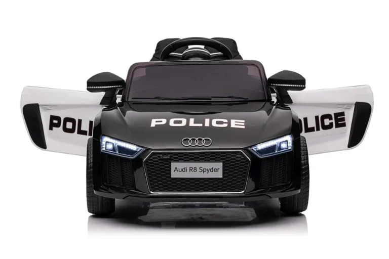 Audi R8 Policijski Automobil Na Akumulator Za Djecu + Daljinski Upravljač + Eva + Spori Start, Crna 73