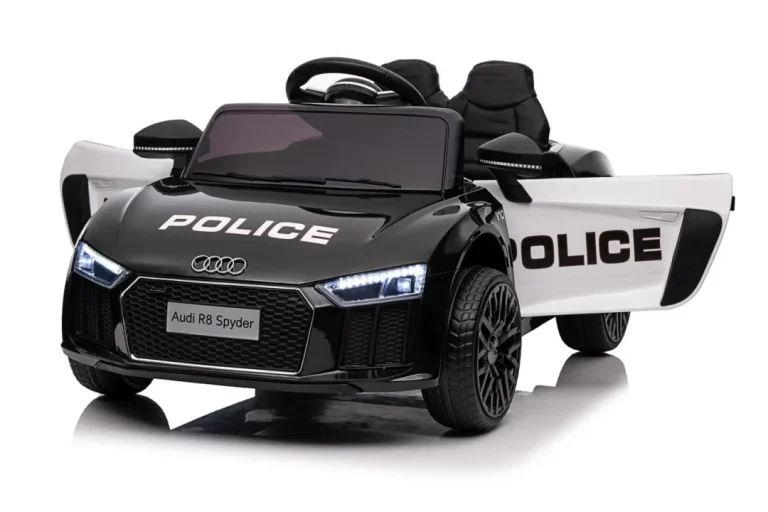 Audi R8 Policijski Automobil Na Akumulator Za Djecu + Daljinski Upravljač + Eva + Spori Start, Crna 74
