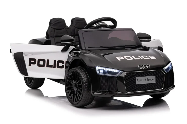 Audi R8 Policijski Automobil Na Akumulator Za Djecu + Daljinski Upravljač + Eva + Spori Start, Crna 78