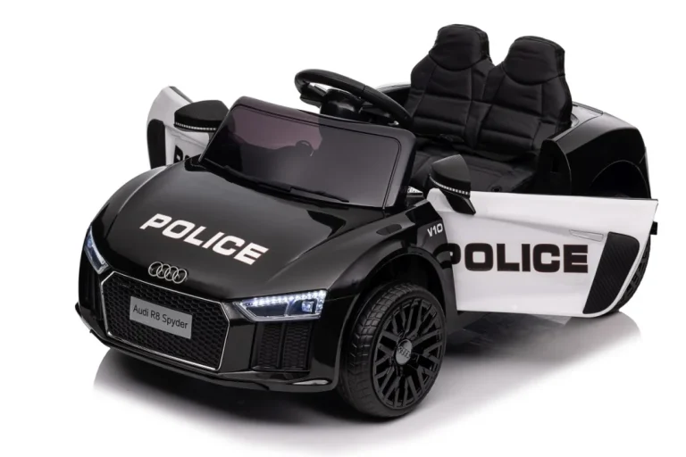 Audi R8 Policijski Automobil Na Akumulator Za Djecu + Daljinski Upravljač + Eva + Spori Start, Crna 79