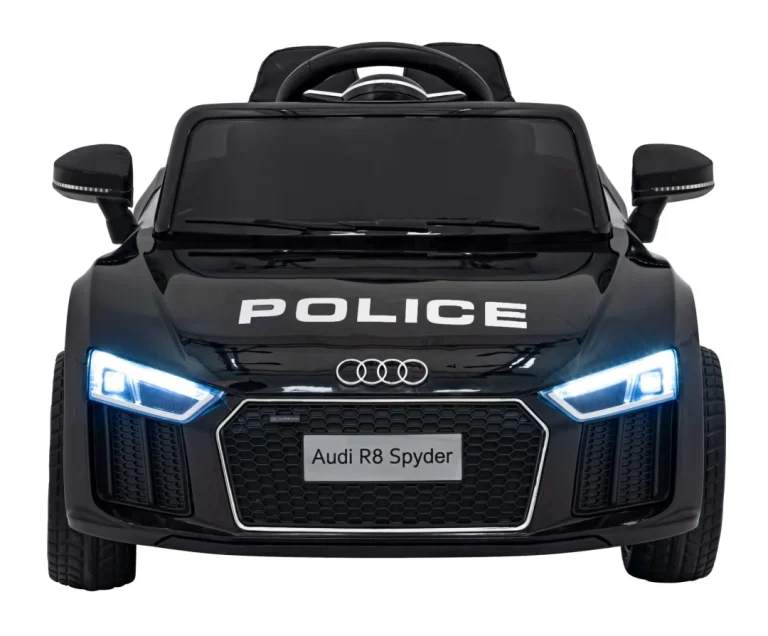 Audi R8 Policijski Automobil Na Akumulator Za Djecu + Daljinski Upravljač + Eva + Spori Start, Crna 8