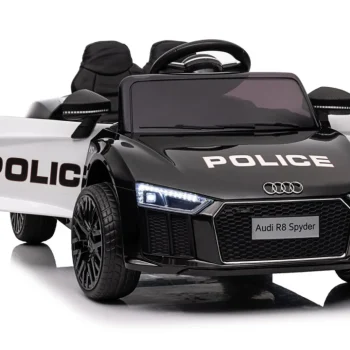 Audi R8 Policijski Automobil Na Akumulator Za Djecu + Daljinski Upravljač + Eva + Spori Start, Crna 80