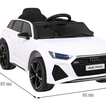 Audi Rs 6 Električni Automobil Za Djecu Bijeli + Daljinski Upravljač + Eva Kotači + Spori, Bijela 2